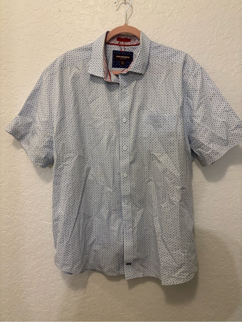 Johnston & Murphy Mens XXL S/S All Over  Button Up Cotton